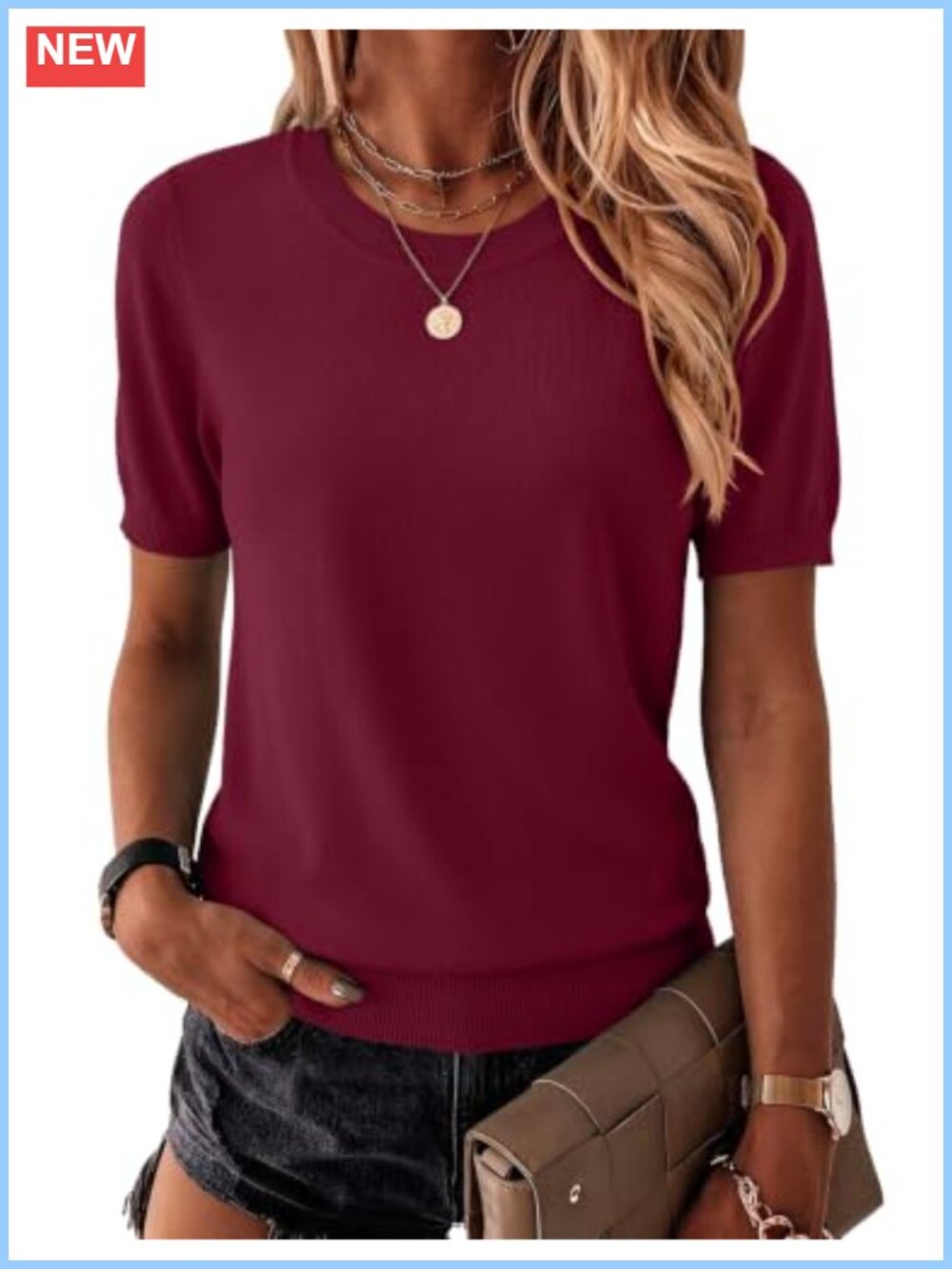 Zeagoo Women's Short Sleeve Knit Pullover Sweater